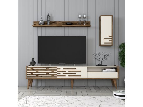HANAH HOME TV polica Valensiya - Walnut Cream