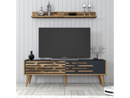 HANAH HOME TV polica Valensiya 140 - Walnut Anthracite