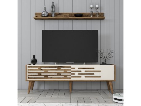 HANAH HOME TV polica Valensiya 140 - Walnut Cream