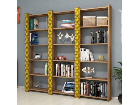 HANAH HOME Polica za knjige City 3 Walnut Yellow