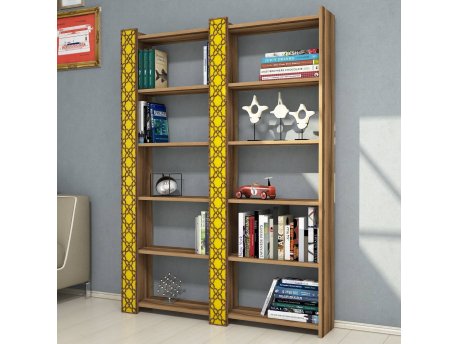 HANAH HOME Polica za knjige City 2 Walnut Yellow
