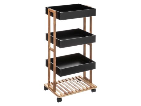 FIVE FIVE POLICA SA TOCKICIMA I 4 POLICE 40,2X30X87,7CM BAMBUS/MDF CRNA