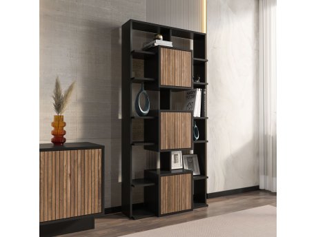 HANAH HOME Polica za knjige Monaco Black Light Walnut
