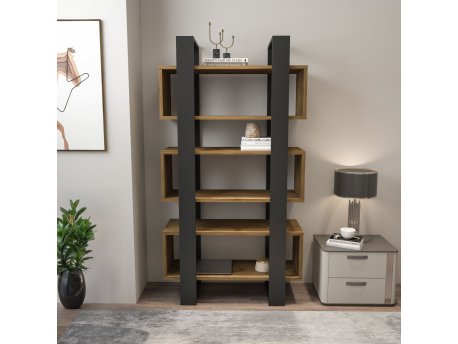 HANAH HOME Polica za knjige Reina Walnut Anthracite
