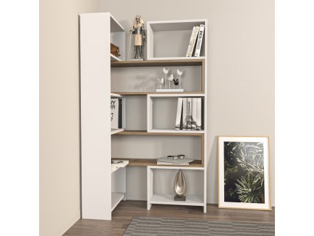 HANAH HOME Polica za knjige Poyraz White Walnut