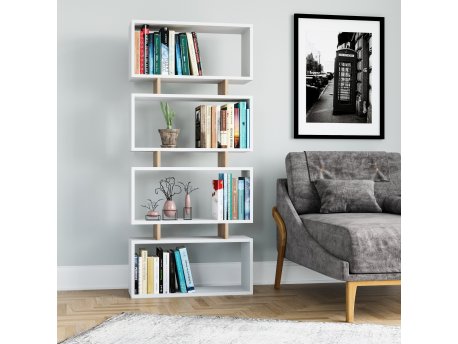 HANAH HOME Polica za knjige Langdon White Oak