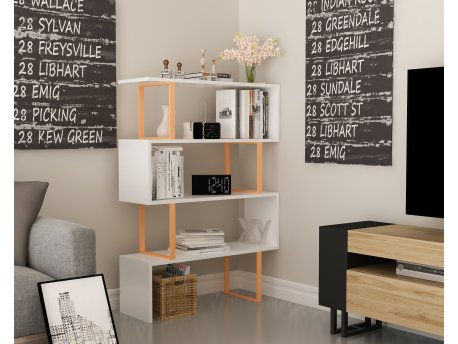HANAH HOME Polica za knjige Adriana Gold White