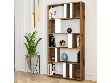 HANAH HOME Polica za knjige Lima Walnut White