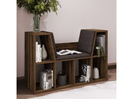 HANAH HOME Polica za knjige Livora Rustic Walnut