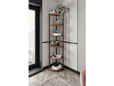 HANAH HOME Polica za knjige Bookcase 6 Corner Walnut