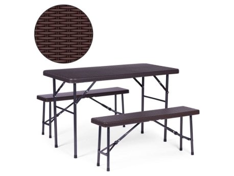Bolzz ModernHome Sklopivi set 120 cm Sto sa 2 Klupe banquet / BROWN