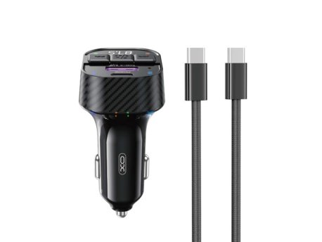 XO XO transmitter FM Bluetooth MP3 auto punjač 30W BLACK + kabl za telefon USB-C - USB-C