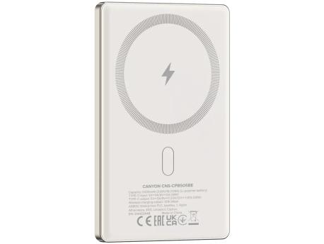 CANYON OnPower 505 slim Magnetic PowerBank baterija-punjač 5000 mAh Bež (CNS-CPB505BE)