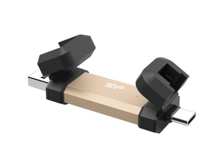 SILICON POWER Prenosni kompaktni eksterni SSD, 250GB, DS72 serija, zlatni (SP250GBUC3S72VPG)