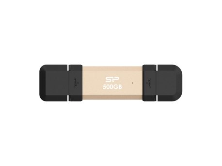 SILICON POWER Prenosni kompaktni eksterni SSD, 500GB, DS72 serija, zlatni (SP500GBUC3S72VPG)