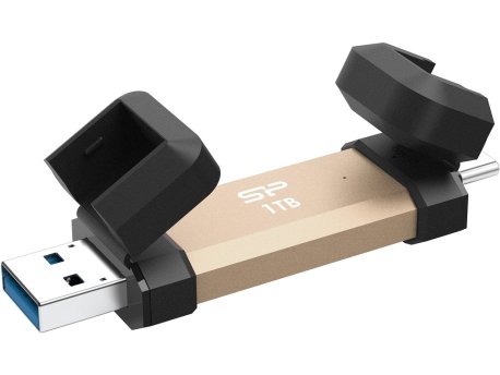 SILICON POWER Prenosni kompaktni eksterni SSD, 1TB, DS72 serija, zlatni (SP001TBUC3S72VPG)