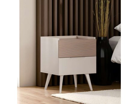 HANAH HOME Noćni ormarić braon - bele boje Milano