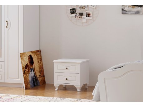 HANAH HOME Noćni ormarić mat bela boja Rb 108