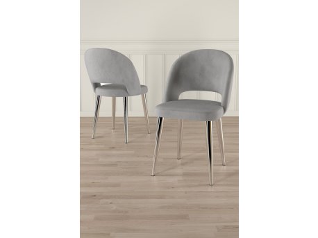 HANAH HOME Set stolica (6 komada) Pane Grey Chrome
