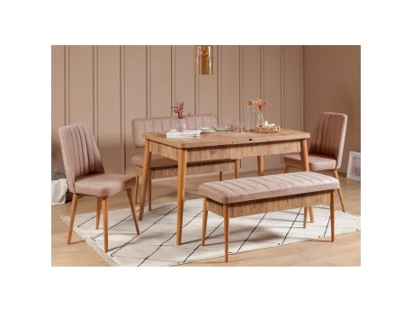 HANAH HOME Produžni set trpezarijskih stolova i stolica (5 komada) Vina Atlantic Stone