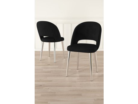 HANAH HOME Set stolica (4 komada) Pane Black Chrome