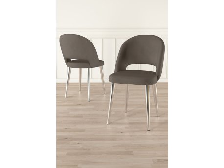 HANAH HOME Set stolica (4 komada) Pane Cappuccino Chrome