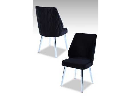 HANAH HOME Set stolica (4 komada) Pufi Black Chrome