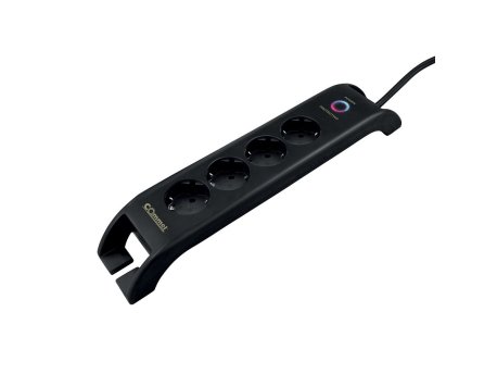 COMMEL Uticnica 4-struka + 2xUSB, prenaponska zastita, 2m crna HO5VV-F 3G1.5