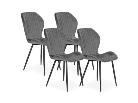ModernHome Trpezarijske stolice set 4 kom Velour siva