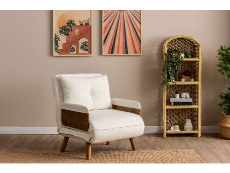 Atelier del Sofa Sofa-krevet sa 1 sedaljkom Cosmo Single Teddy Fabric White