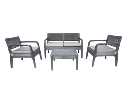 HANAH HOME Garden Lounge Set Latte Double Anthracite