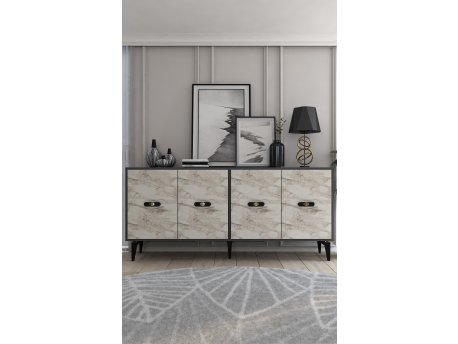HANAH HOME Komoda Fly Anthracite Ephesus Marble