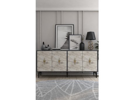 HANAH HOME Komoda Figora Anthracite Ephesus Marble