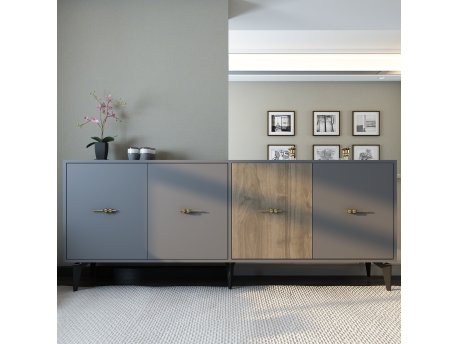 HANAH HOME Komoda Verry Anthracite Walnut