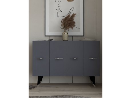 HANAH HOME Komoda Quart Salkım Silver Anthracite