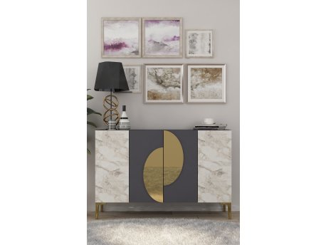 HANAH HOME Komoda Afra KM120 Anthracite Gold