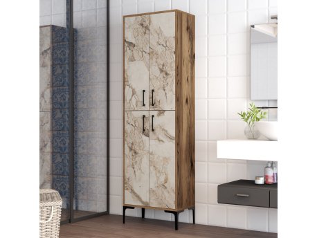 HANAH HOME Višenamenska polica Berlin A Walnut White Marble