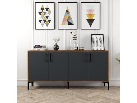 HANAH HOME Komoda Kiev 160 Walnut Anthracite