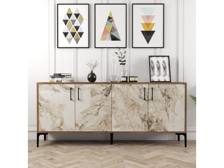 HANAH HOME Komoda Kiev Walnut White Marble