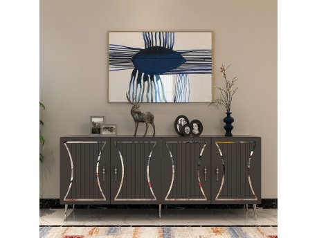 HANAH HOME Komoda Tean Anthracite Silver