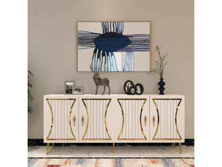 HANAH HOME Komoda Tean White Gold