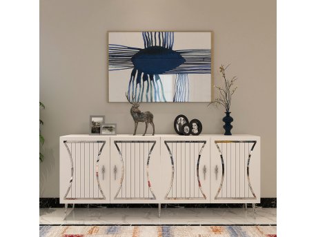 HANAH HOME Komoda Tean White Silver