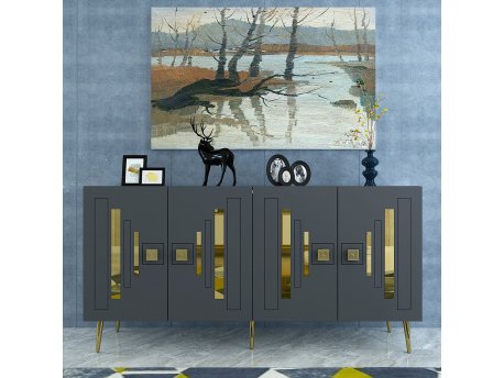 HANAH HOME Komoda Seduna Anthracite Gold