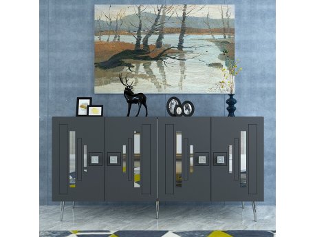 HANAH HOME Komoda Seduna Anthracite Silver