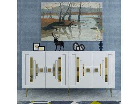 HANAH HOME Komoda Seduna White Gold