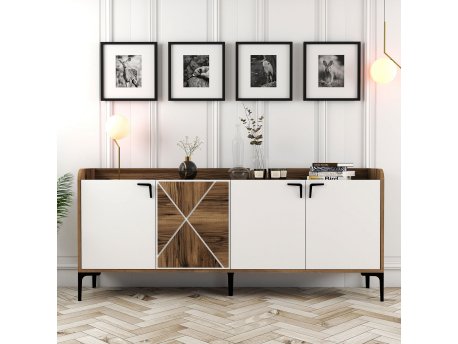 HANAH HOME Komoda Venedik Walnut White