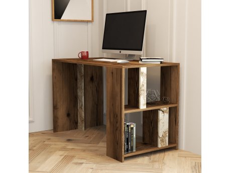 HANAH HOME Radni sto Lima Walnut White Marble