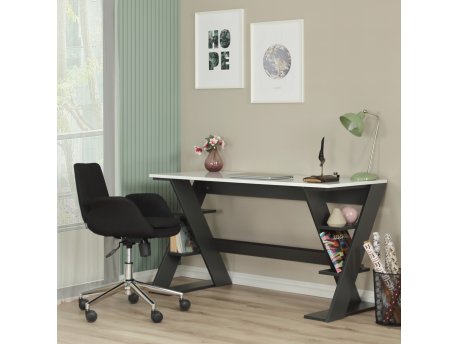 HANAH HOME Radni sto Lungo Anthracite White