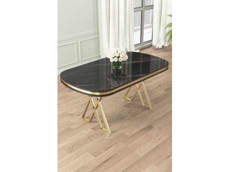 HANAH HOME Trpezarijski sto Zae Black Marble Gold