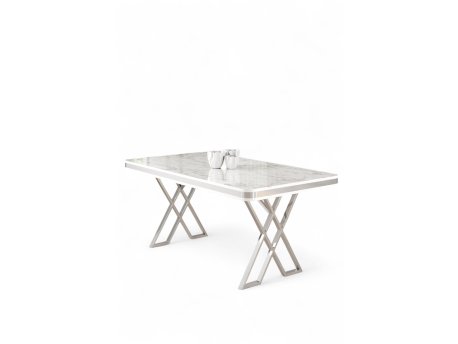 HANAH HOME Trpezarijski sto Vals White Marble Chrome